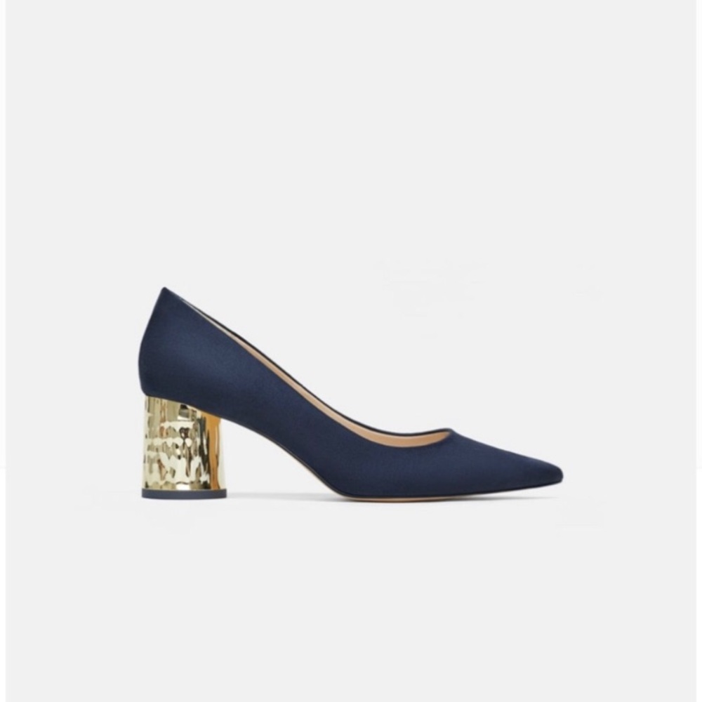 Zara Royal blue pointy toe, metallic heel size 37